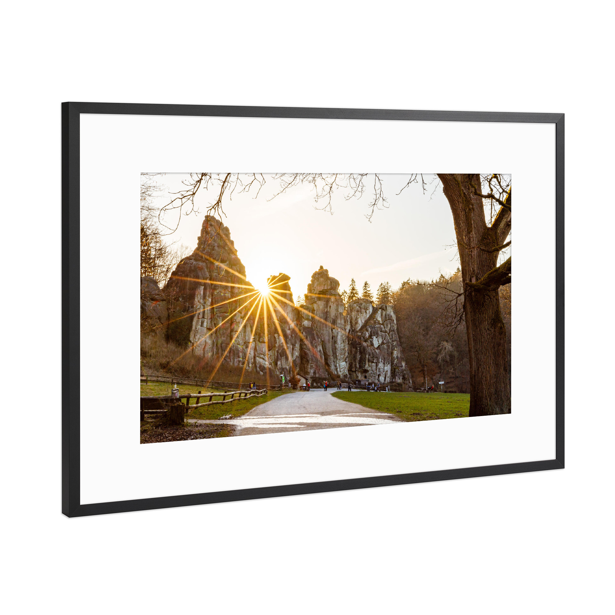 Poster mit Rahmen Schwarz (Metallic) "Externsteine Teutoburger Wald" artboxONE - Natur