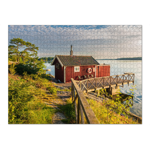 Puzzle Ravensburger "Steg, Hütte und Ostsee" artboxONE - Natur,Reise,Architektur,Reise / Strand und Meer