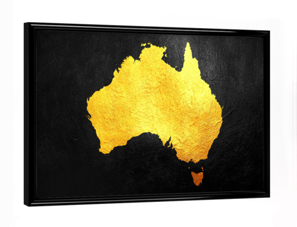 Poster mit schwarzem Rahmen "Australia Gold Map" artboxONE - Reise / Länder - Australia,Gold,Map