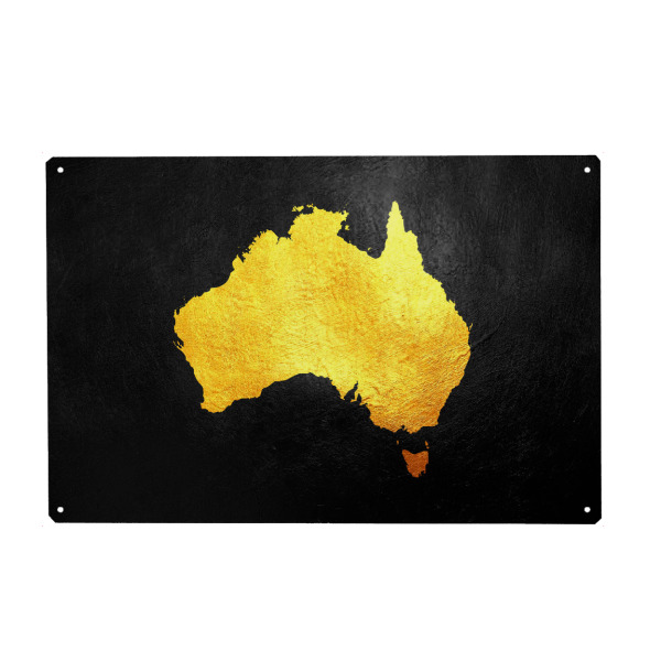 Holzbild "Australia Gold Map" artboxONE - Reise / Länder - Australia,Gold,Map