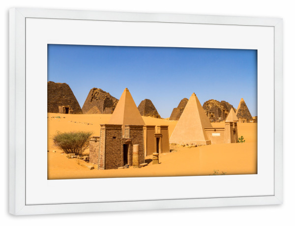 Poster mit Rahmen weiß "Die Pyramiden von Meroe" artboxONE - Architektur,Reise / Afrika