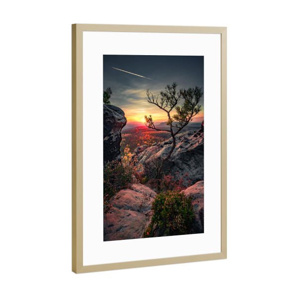 Poster mit Rahmen Gold "Blick vom Gohrisch Felsen" artboxONE - Natur