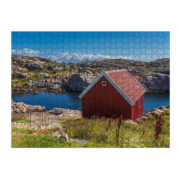 Puzzle Ravensburger "Rote Hütte in Lindesnes" artboxONE - Natur,Reise,Architektur,Reise / Strand und Meer,Reise / Länder