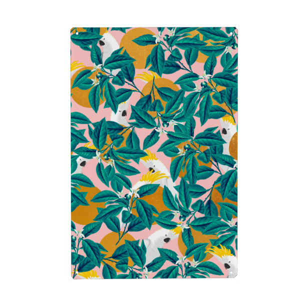 Metall Poster "Inselmuster" artboxONE - Floral,Tiere - Grafik,Aquarell,Andere,Muster,Vektor,Tropisch,Vögel,Exotisch,Tierwelt,Obst,Blätter,Natur