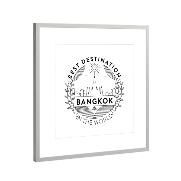 Poster mit Rahmen Silber "Bangkok-Abzeichen" artboxONE - Städte,Reise