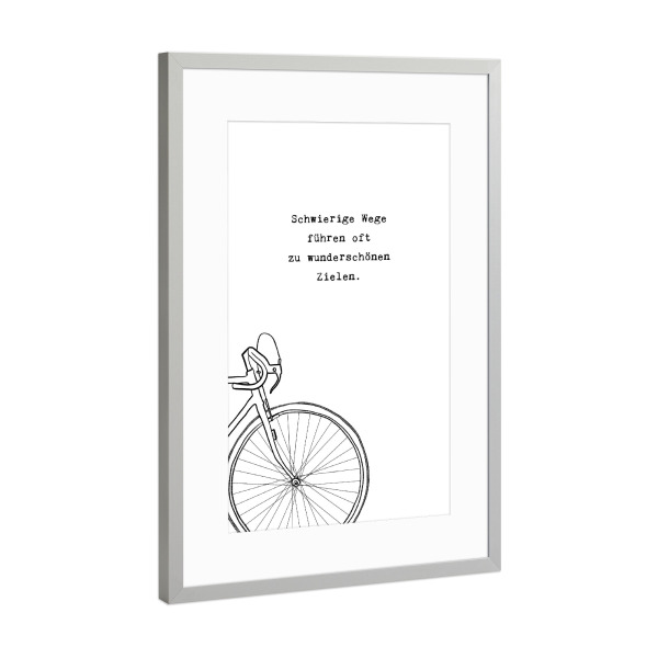 Poster mit Rahmen Silber "Wunderschöne Ziele" artboxONE - Typografie,Schwarzweiß,Sport,Lehrersprüche