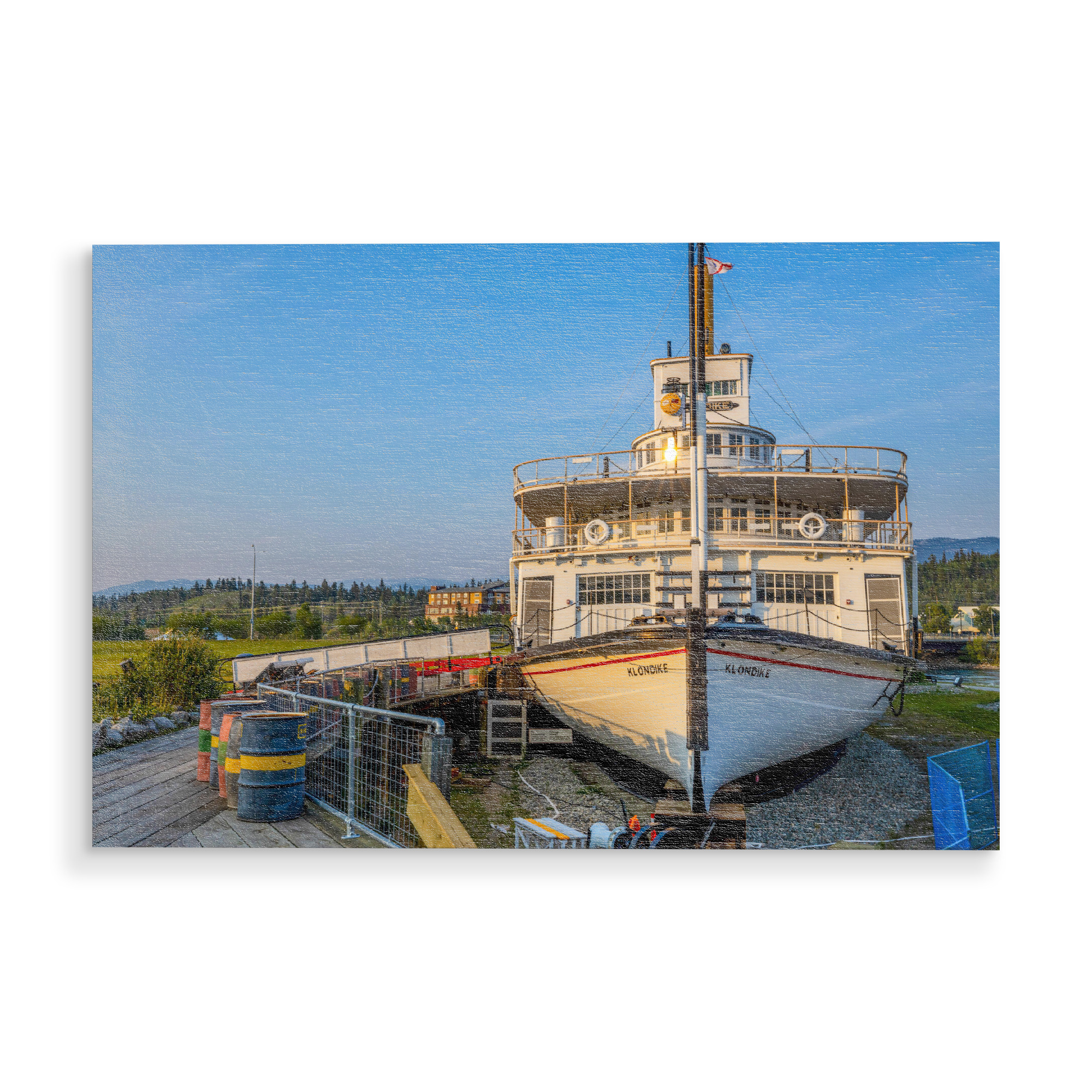 Holzbild "Der Schaufelraddampfer Klondike" artboxONE - Architektur,Reise / Länder - Kanada,Yukon,Klondike,Schaufelraddampfer,Schiff,Whitehorse