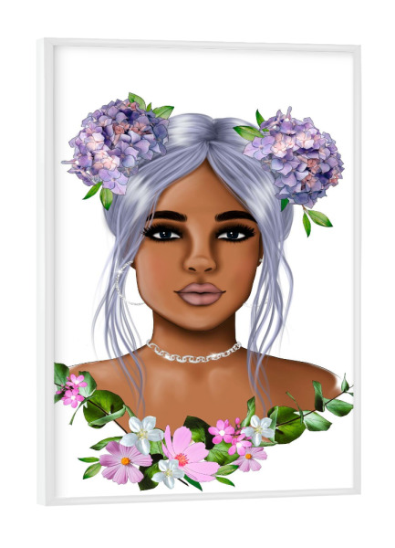 Poster mit weißem Rahmen "Blumenmädchen Portrait" artboxONE - Floral,Liebe,Fashion,Für Mama,Lustig