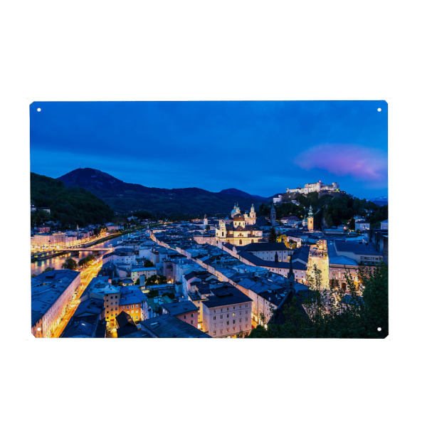 Holzbild "Salzburg bei Nacht" artboxONE - Städte,Architektur