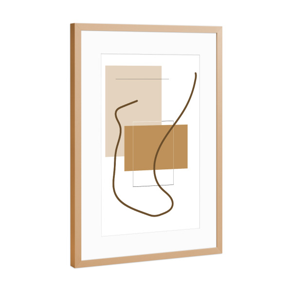 Poster mit Rahmen Kupfer "Graphic art beige" artboxONE - Abstrakt,Geometrie - Beige,Schwarz,Black,White,Weiß,Abstrakt,Abstract,Geometrie