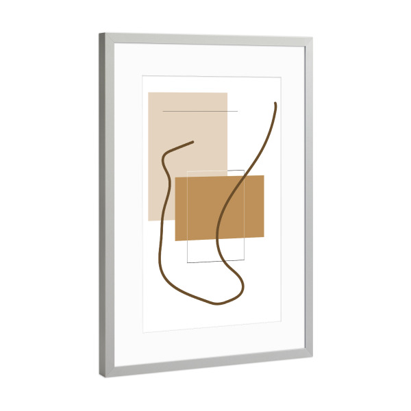 Poster mit Rahmen Silber "Graphic art beige" artboxONE - Abstrakt,Geometrie - Beige,Schwarz,Black,White,Weiß,Abstrakt,Abstract,Geometrie