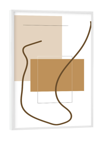 Poster mit weißem Rahmen "Graphic art beige" artboxONE - Abstrakt,Geometrie - Beige,Schwarz,Black,White,Weiß,Abstrakt,Abstract,Geometrie