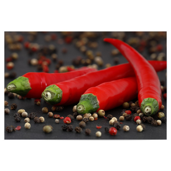 Poster 30x20 cm "Hot Pepper" artboxONE - Essen & Trinken - Chili,Chilischoten,Scharf,Gewürze,Gemüse,Lebensmittel,Pfeffer