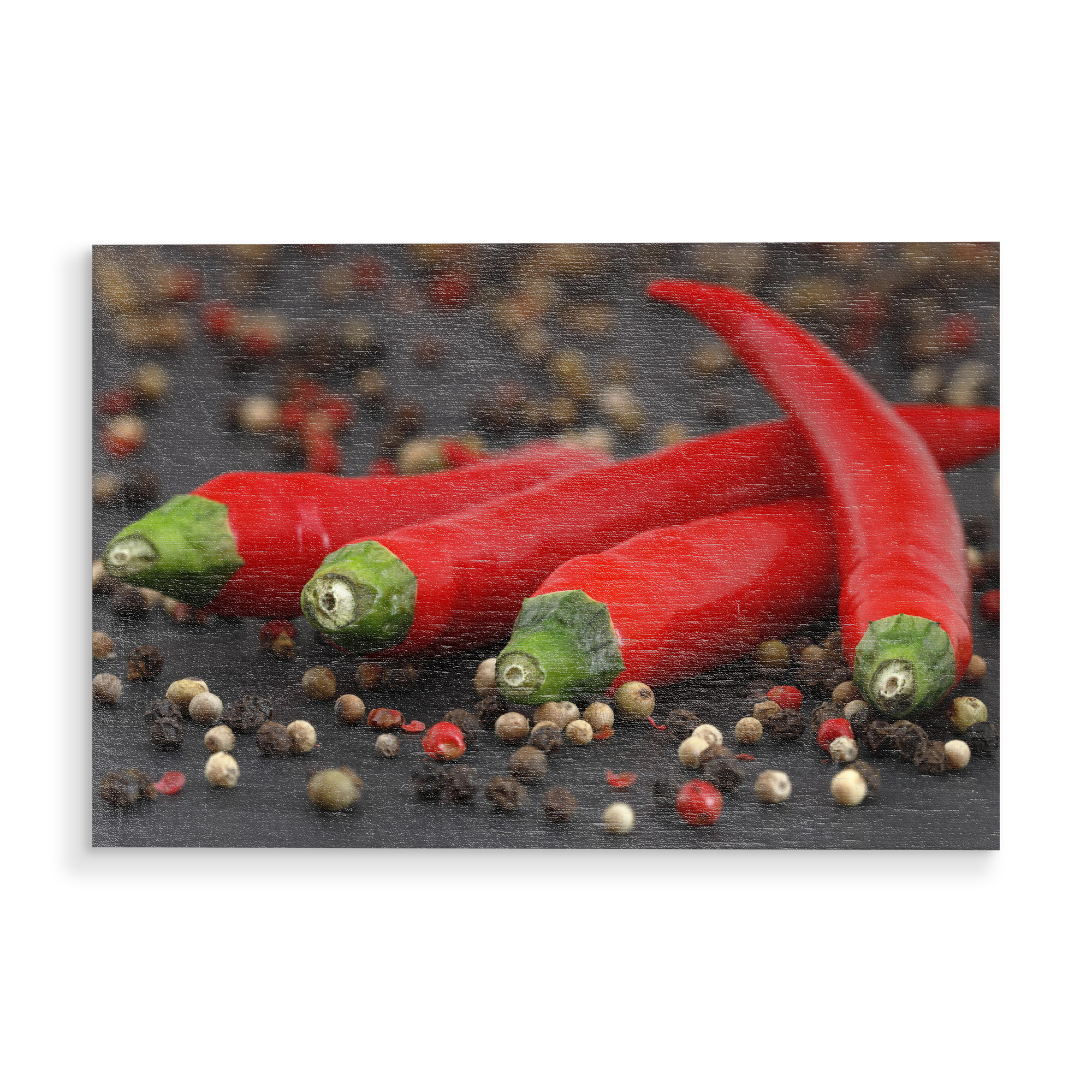 Holzbild "Hot Pepper" artboxONE - Essen & Trinken - Chili,Chilischoten,Scharf,Gewürze,Gemüse,Lebensmittel,Pfeffer