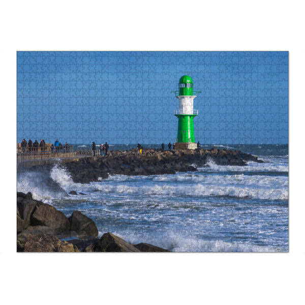 Puzzle Ravensburger "Mole, Mollenturm und Wellen" artboxONE - Natur,Reise,Architektur,Reise / Strand und Meer