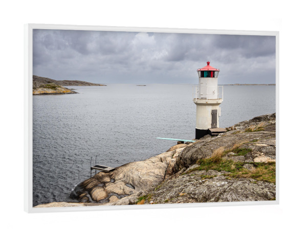 Poster mit weißem Rahmen "Felsen, Leuchtturm und Meer" artboxONE - Natur,Reise,Architektur,Reise / Strand und Meer,Reise / Länder