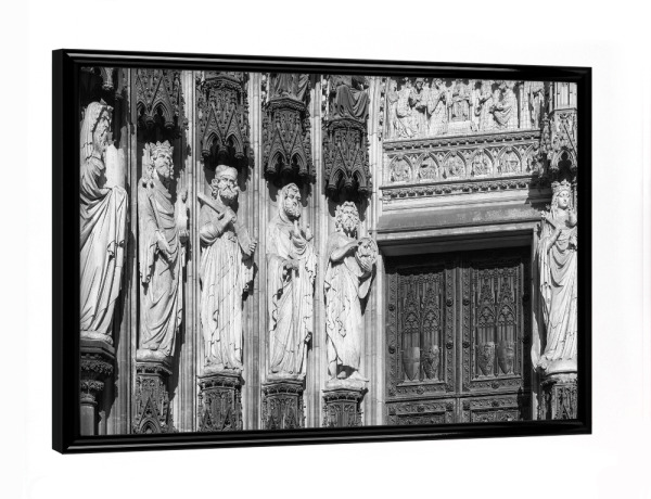 Poster mit schwarzem Rahmen "Kölner Dom - die Westfassade" artboxONE - Städte / Köln,Schwarzweiß,Architektur