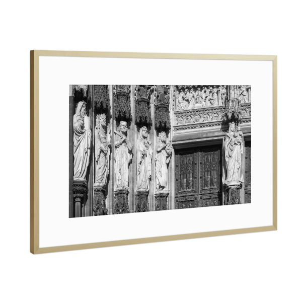 Poster mit Rahmen Gold "Kölner Dom - die Westfassade" artboxONE - Städte / Köln,Schwarzweiß,Architektur