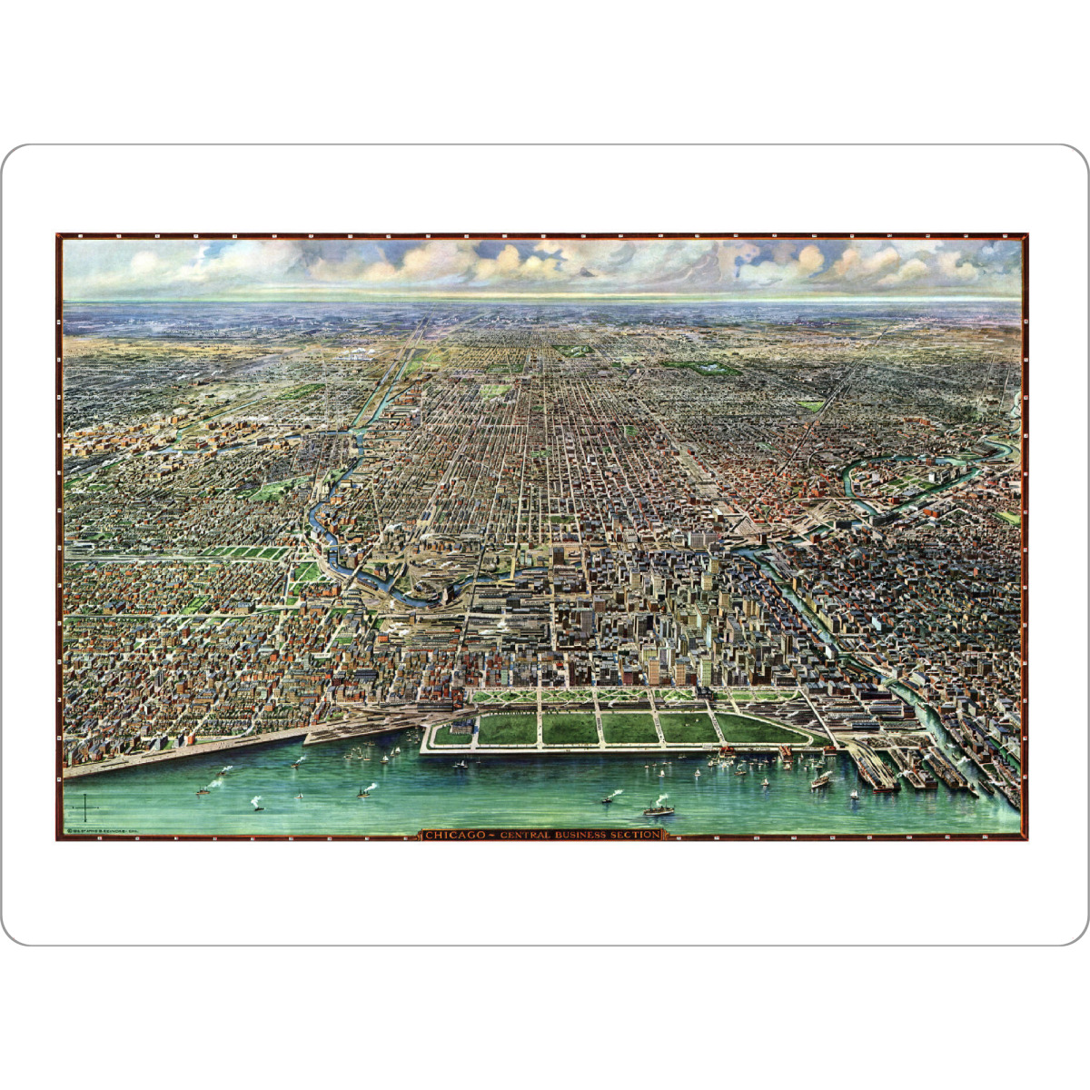 Tischset "Mapa antiguo de Chicago" artboxONE - Kartografie - Karte,Plan,Jahrgang,Antik,Retro,Alt,Karten,Karte der welt,Illustration,Chicago