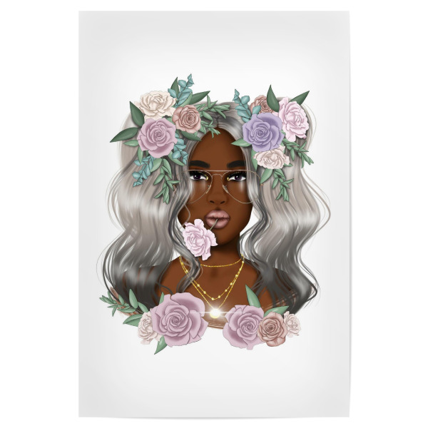 Poster "Blumenmädchen - bunt" artboxONE - Floral,Fashion,Für Mama