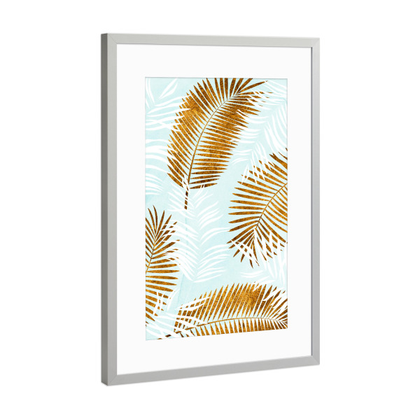 Poster mit Rahmen Silber "Palmen auf Eis" artboxONE - Floral