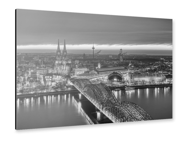Alu-Dibond "Köln in schwarz-weiß" 30x20 cm artboxONE