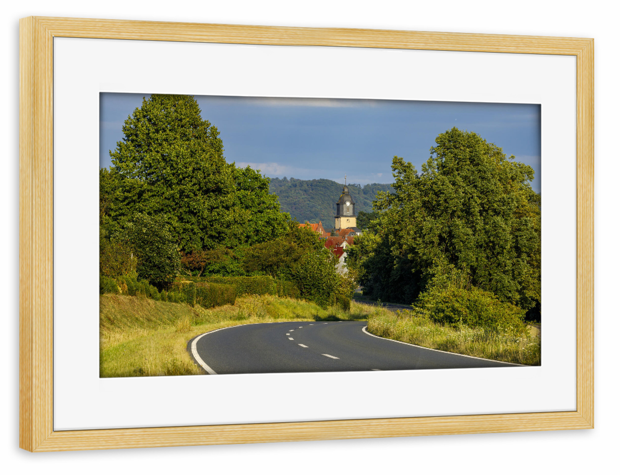 Poster mit Rahmen kiefer "Landstraße nach Herleshausen" artboxONE - Städte,Natur,Architektur