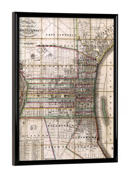 Poster mit schwarzem Rahmen "Alte Karte von Pennsylvania-b" artboxONE - Kartografie