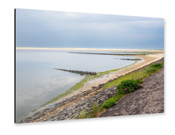 Alu-Dibond "Strand, Buhne und Nordsee" 30x20 cm artboxONE