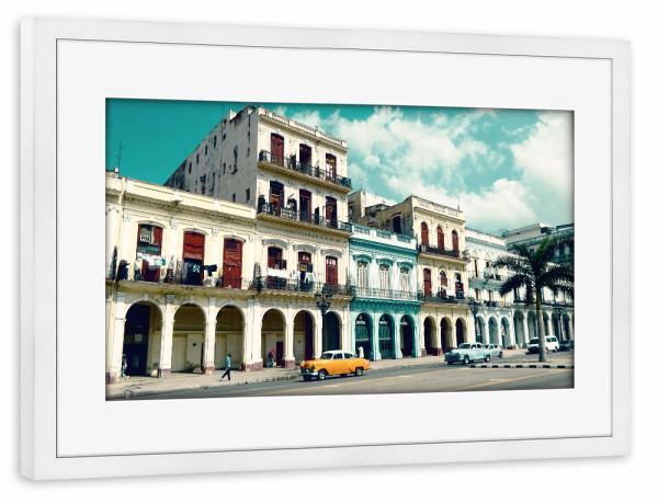 Poster mit Rahmen weiß "Havana Street" artboxONE - Reise,Architektur,Reise / Länder,Städte / Weitere