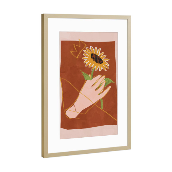 Poster mit Rahmen Gold "Sonnenblume im Frühling" artboxONE - Natur,Floral,Abstrakt