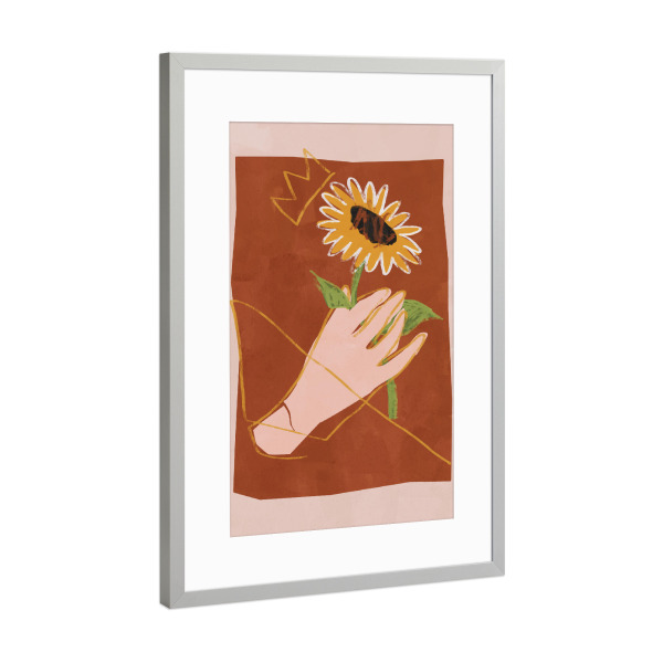 Poster mit Rahmen Silber "Sonnenblume im Frühling" artboxONE - Natur,Floral,Abstrakt