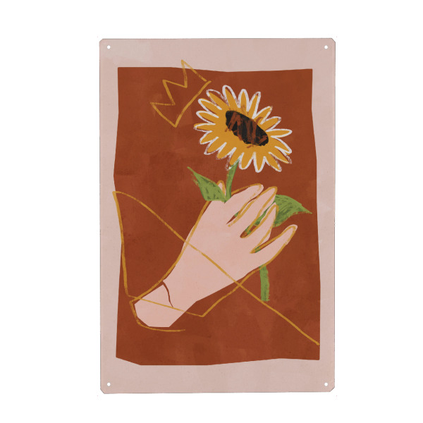 Metall Poster "Sonnenblume im Frühling" artboxONE - Natur,Floral,Abstrakt