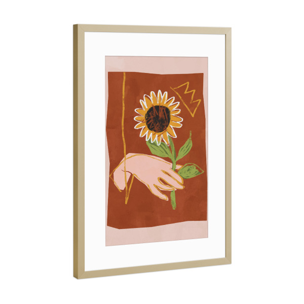 Poster mit Rahmen Gold "Abstrakte Sonnenblume" artboxONE - Natur,Floral,Abstrakt