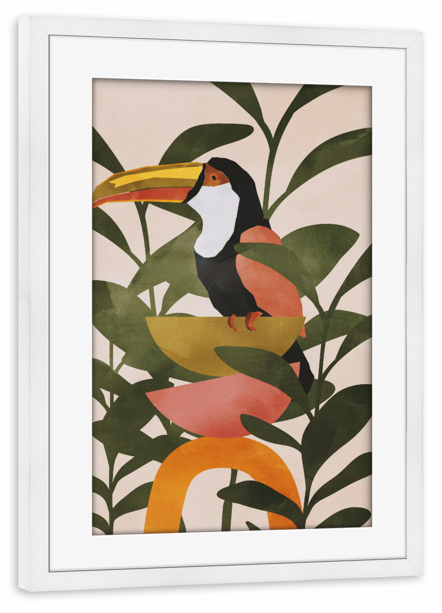 Poster mit Rahmen weiß "Boho Tukan von TAS" artboxONE - Natur,Floral,Tiere