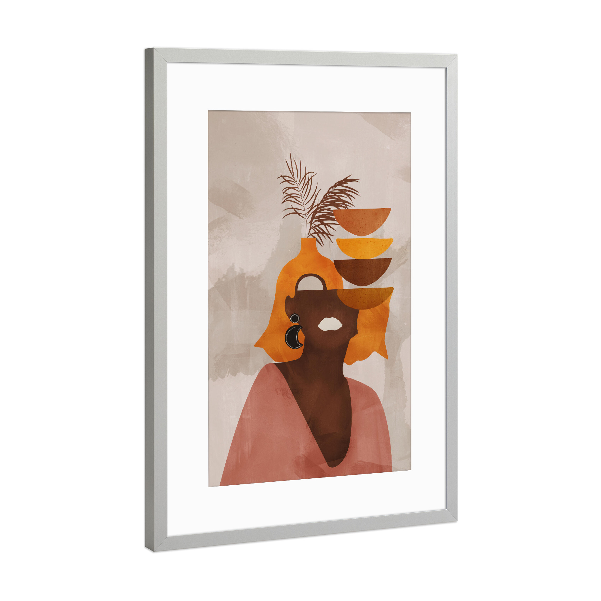 Poster mit Rahmen Silber "Boho-Mädchen von TAS" artboxONE - Floral,Abstrakt,Geometrie