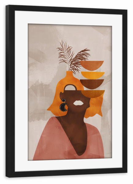 Poster mit Rahmen schwarz "Boho-Mädchen von TAS" artboxONE - Floral,Abstrakt,Geometrie