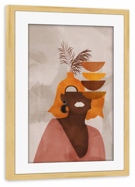 Poster mit Rahmen kiefer "Boho-Mädchen von TAS" artboxONE - Floral,Abstrakt,Geometrie