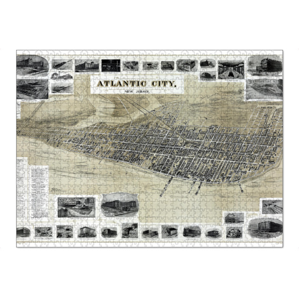 Puzzle Ravensburger "Atlantic City, New Jersey" artboxONE - Kartografie - Karte,Retro,Bildlich,Alt,Farbe,Flach,Weltkarte,Reise,Atlantikstadt