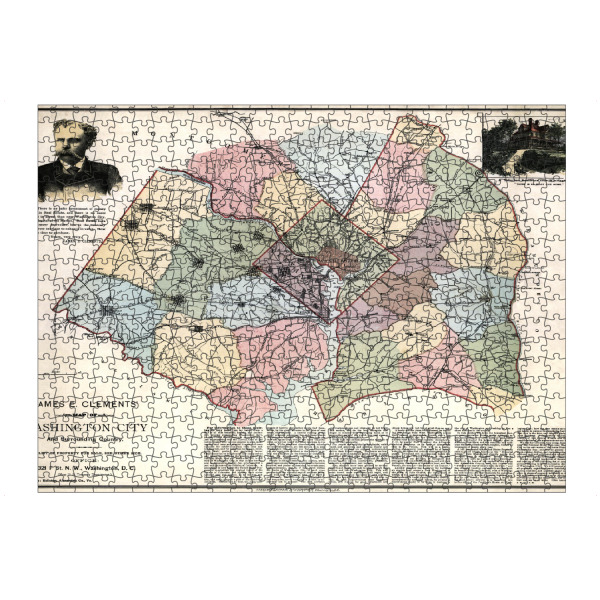 artboxONE Puzzle "Karte von Washington City" artboxONE - Kartografie - Karte,Retro,Jahrgang,Bildlich,Alt,Farbe,Weltkarte,Reise,Washington,Amerika