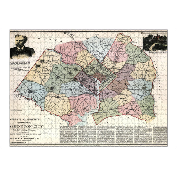 Puzzle Ravensburger "Karte von Washington City" artboxONE - Kartografie - Karte,Retro,Jahrgang,Bildlich,Alt,Farbe,Weltkarte,Reise,Washington,Amerika