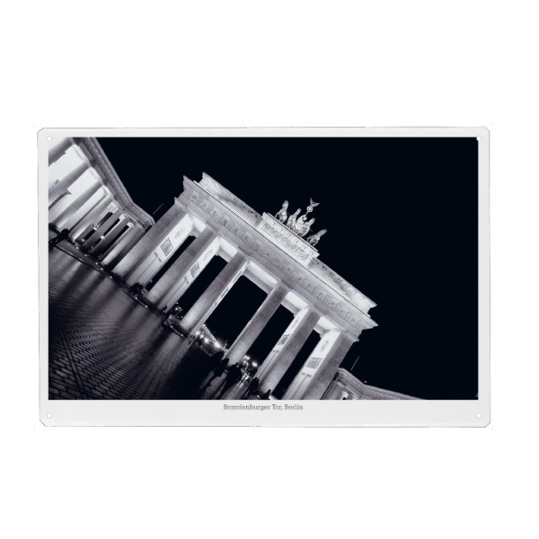 Holzbild "Das Brandenburger Tor bei Nacht" artboxONE - Städte / Berlin,Reise,Schwarzweiß,Architektur,Reise / Länder