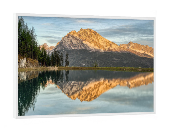 Poster mit weißem Rahmen "Watzmann Spiegelung" artboxONE - Natur,Reise