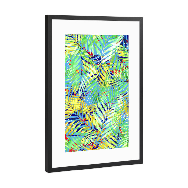 Poster mit Rahmen Schwarz (Metallic) "Winterpalme" artboxONE - Natur