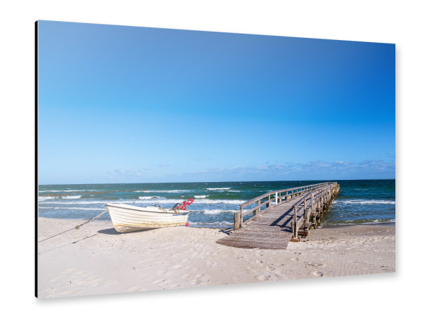 Alu-Dibond "Steg, Boot und Ostsee" 30x20 cm artboxONE