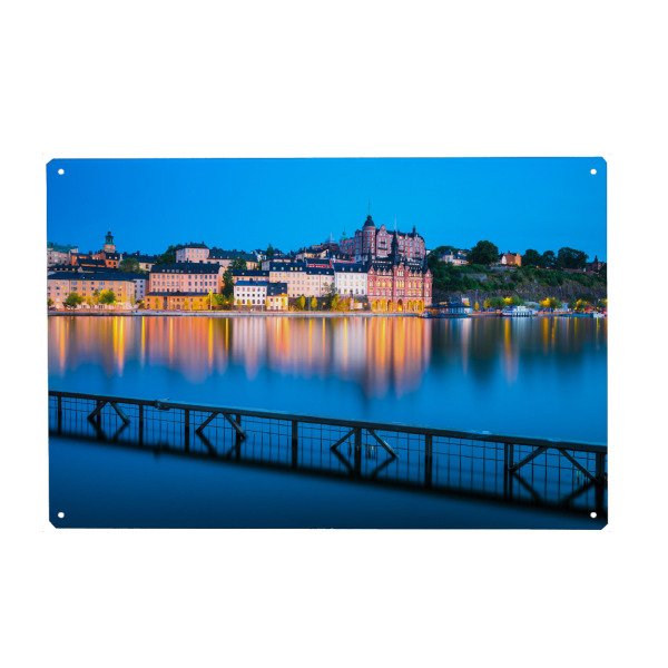 Holzbild "Stockholm bei Nacht, Schweden" artboxONE - Städte,Architektur,Städte / Stockholm