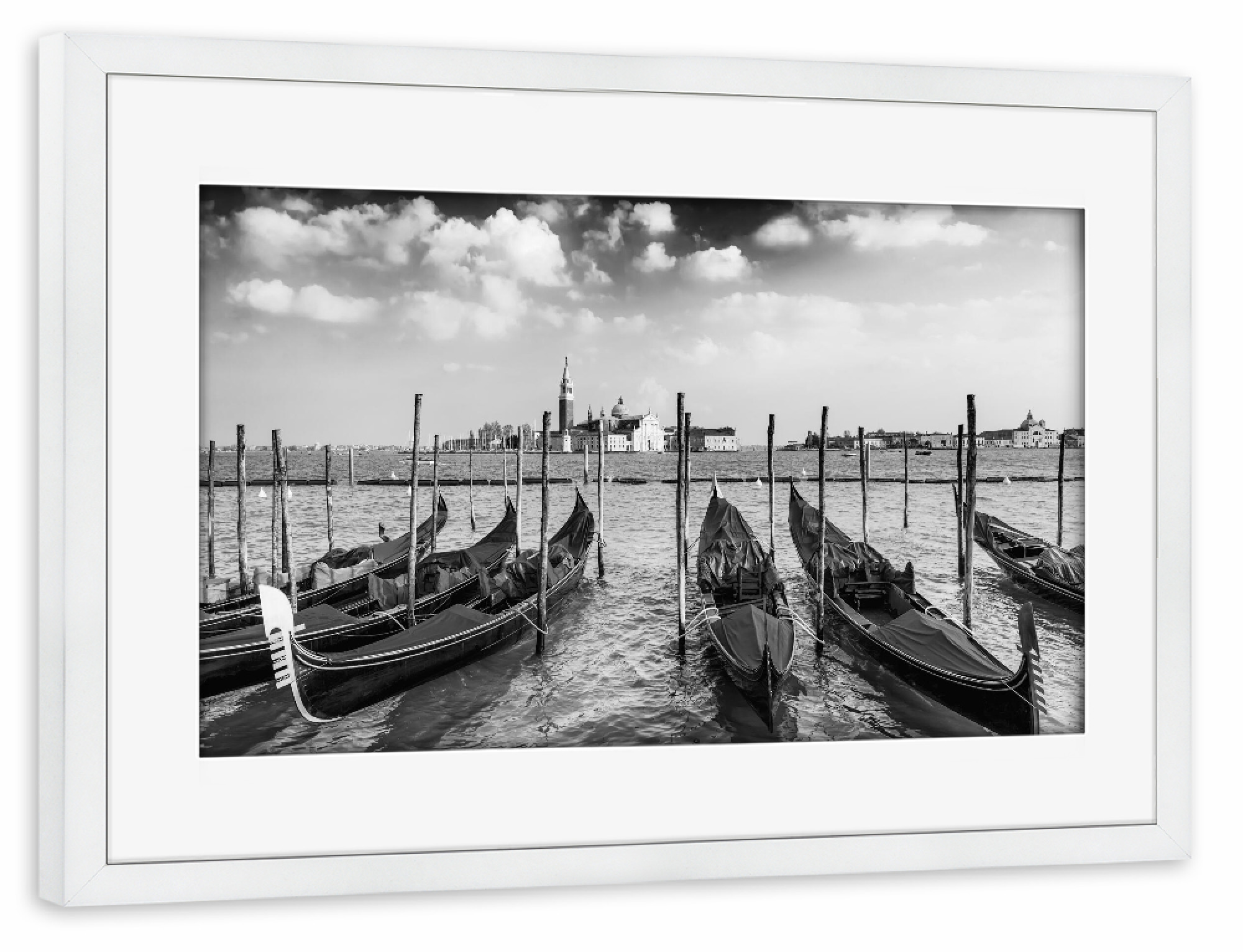 Poster mit Rahmen weiß "Venedig in Schwarz und Weiß" artboxONE - Reise,Architektur,Städte / Venedig