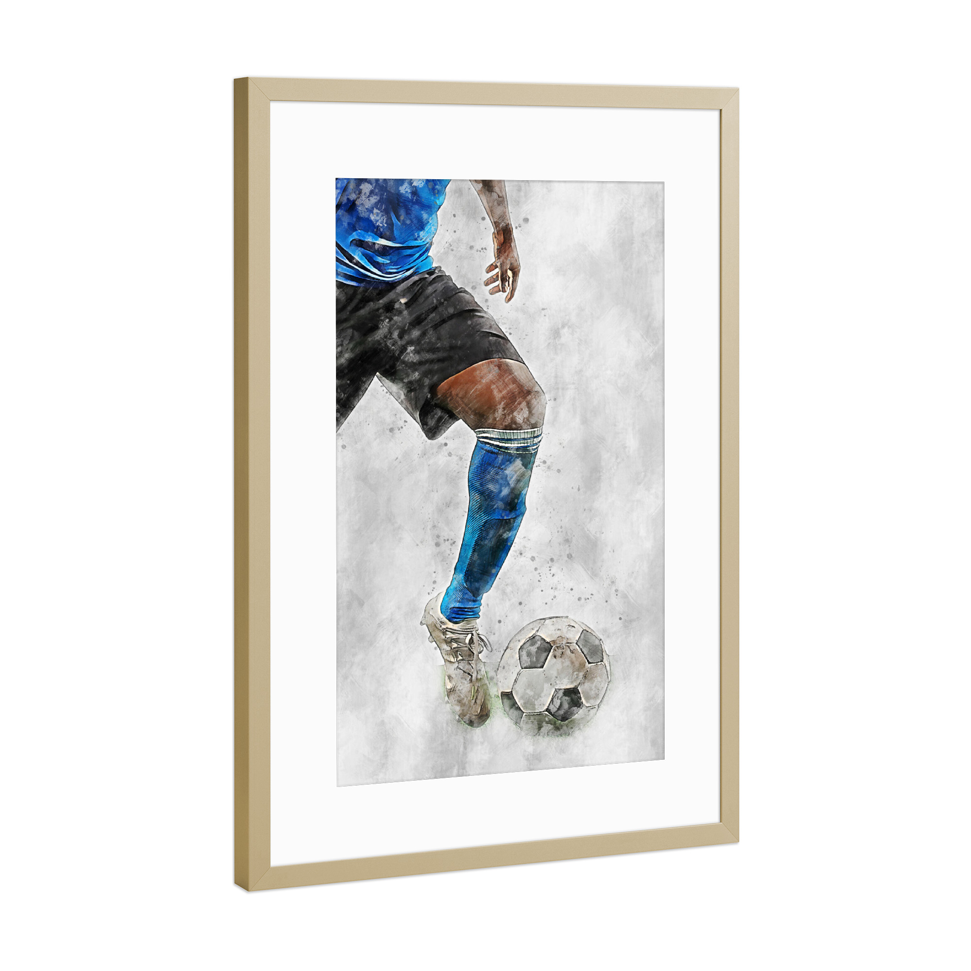 Poster mit Rahmen Gold "Football (matart)" artboxONE - Sport / Fußball - Fußball,Fußballer,Fußball,Spieler,Ball,Team,Sport