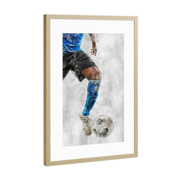 Poster mit Rahmen Gold "Football (matart)" artboxONE - Sport / Fußball - Fußball,Fußballer,Fußball,Spieler,Ball,Team,Sport