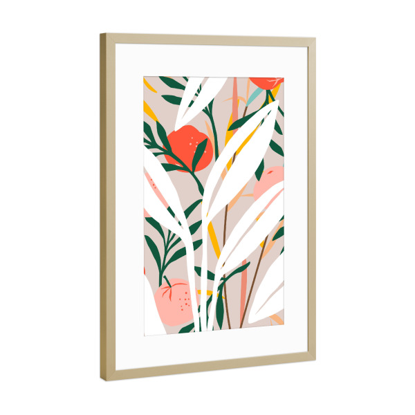 Poster mit Rahmen Gold "Abstrakte Pflanze erröten" artboxONE - Natur,Abstrakt